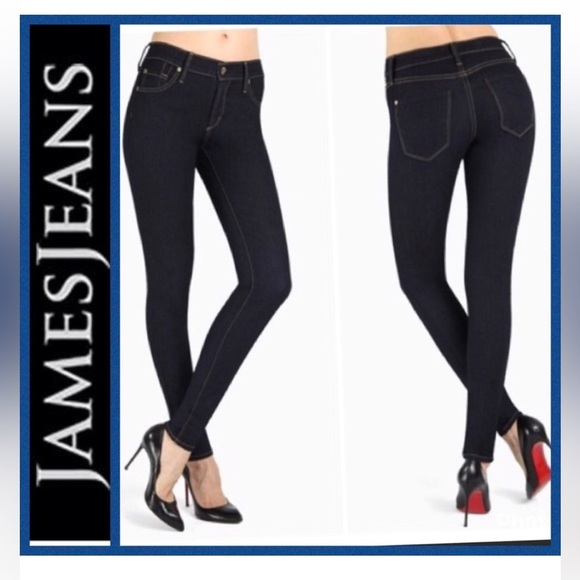 James Jeans Dry Aged Denim Twiggy in Black Cat Dark Wash Stretch Ankle Size 28 - Picture 4 of 16